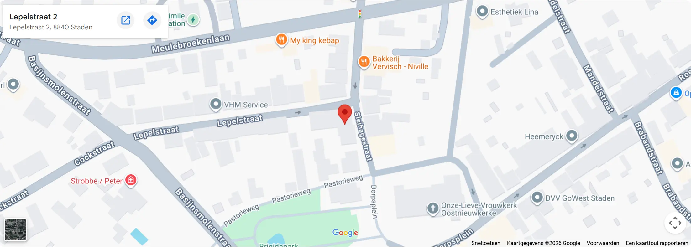 Kaartoverzicht locatie Lichtbaken, Lepelstraat 2A Oostnieuwkerke